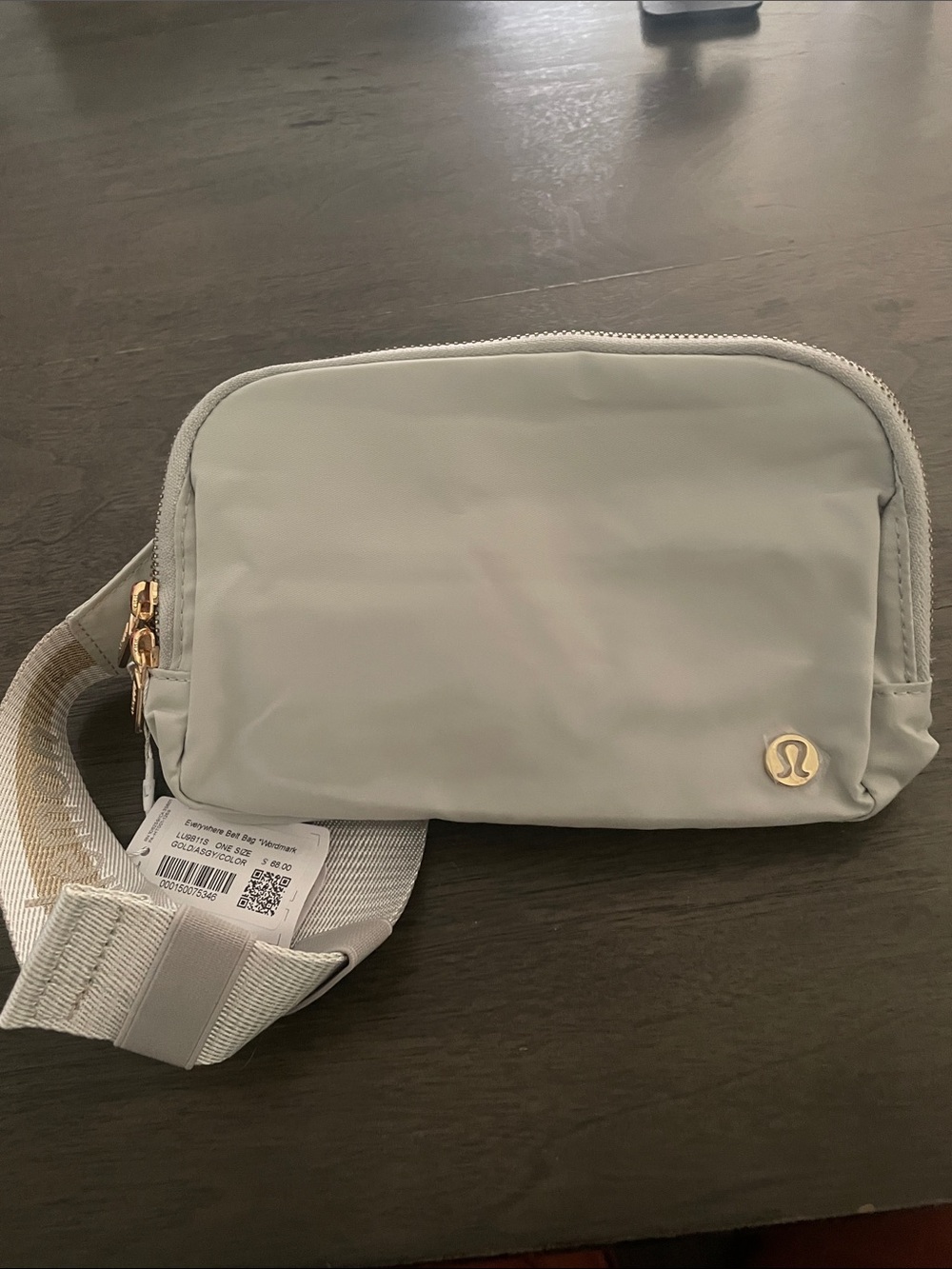 lululemon athletica Light Gray Crossbody Pouch with Gold Hardware